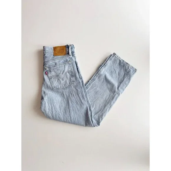 LEVI'S Wedgie Straight Montgomery Baked Light High Rise Cropped Jeans, Size 25 - Picture 4 of 15